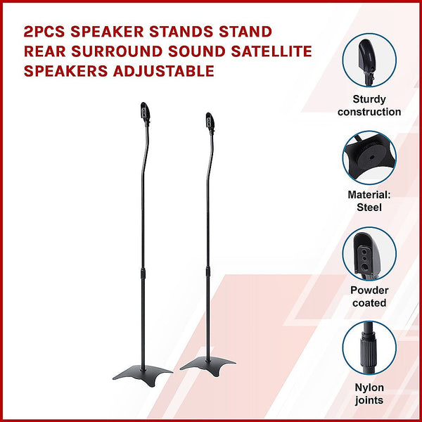 2Pcs Speaker Stands Rear Surround Sound Satellite Speakers Adjustable