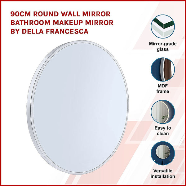 90Cm Round Wall Mirror Bathroom Makeup By Della Francesca