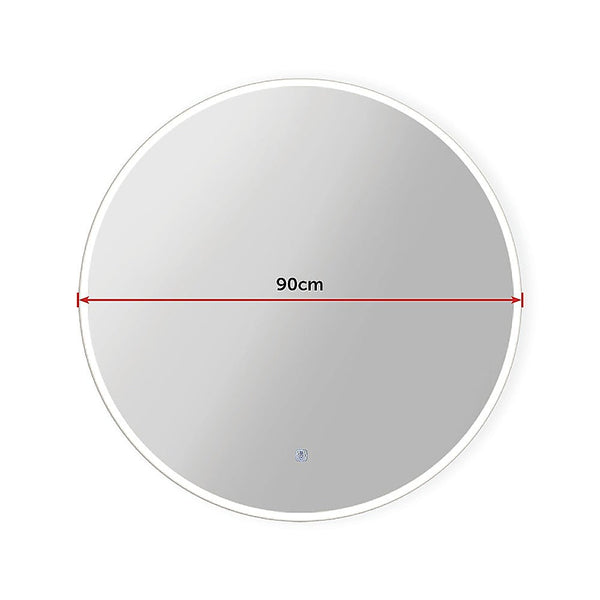 90Cm Led Wall Mirror Bathroom Mirrors Light Decor Round