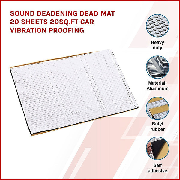 Sound Deadening Mat 20 Sheets 20Sq.Ft Car Vibration Proofing