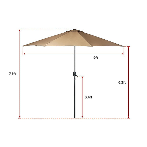 Randy & Travis Machinery 9Ft Patio Umbrella Outdoor Garden Table With 8 Sturdy Ribs Patio & Garden Tables