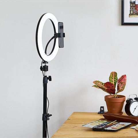 10In Led Selfie Ring Light With 1.6M Tripod Stand Phone Holder Photo Live Makeup