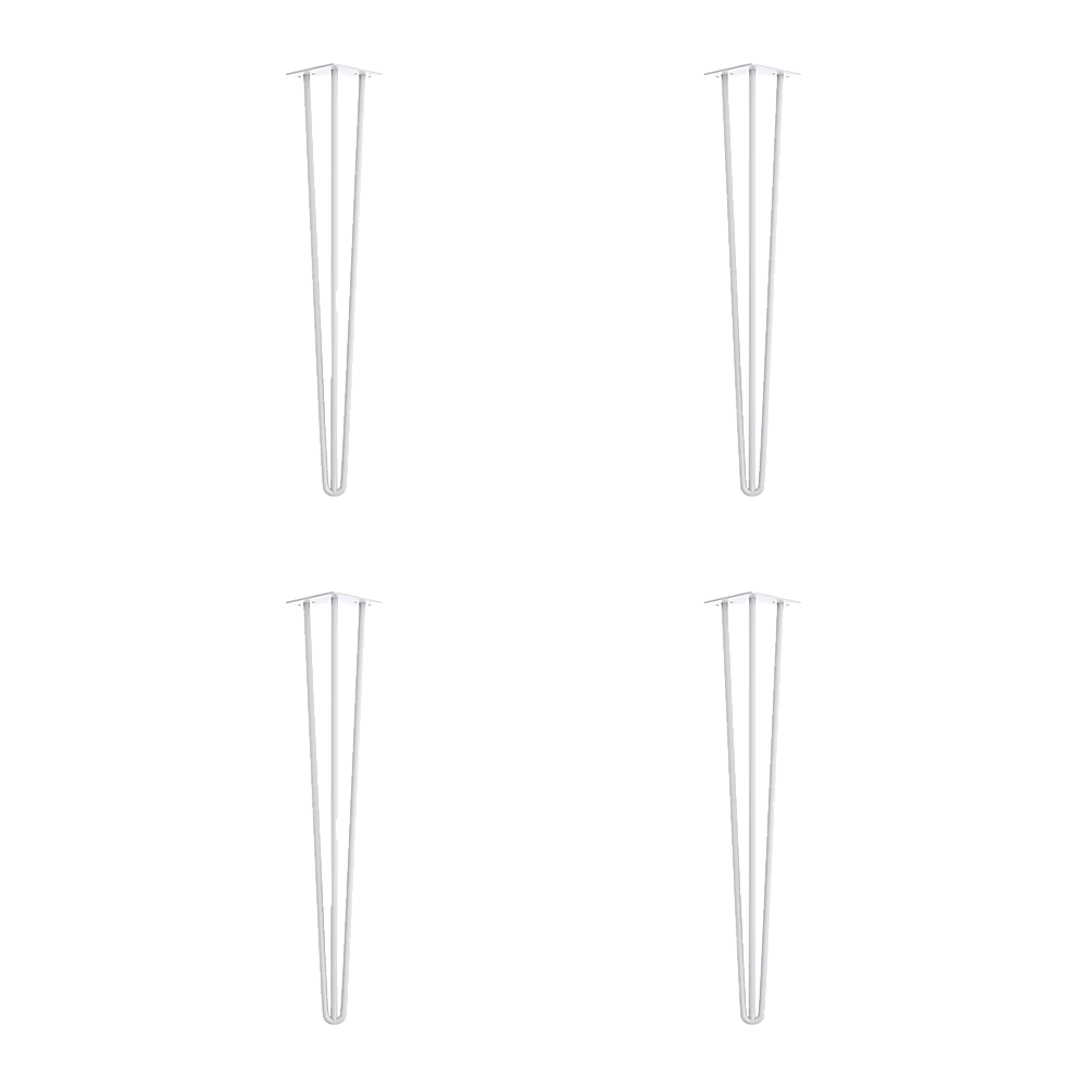 Della Francesca Set Of 4 3 Rod Retro Hairpin Table Legs 12Mm Steel Bench Desk 71Cm White Home Office Desks