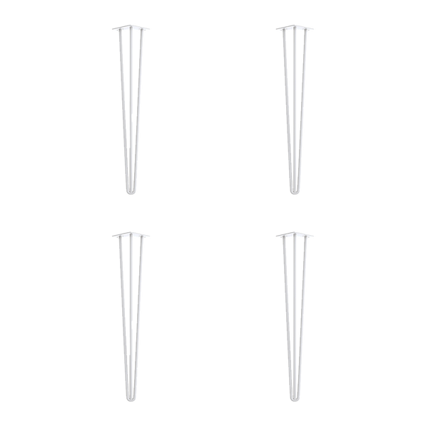 Della Francesca Set Of 4 3 Rod Retro Hairpin Table Legs 12Mm Steel Bench Desk 71Cm White Home Office Desks