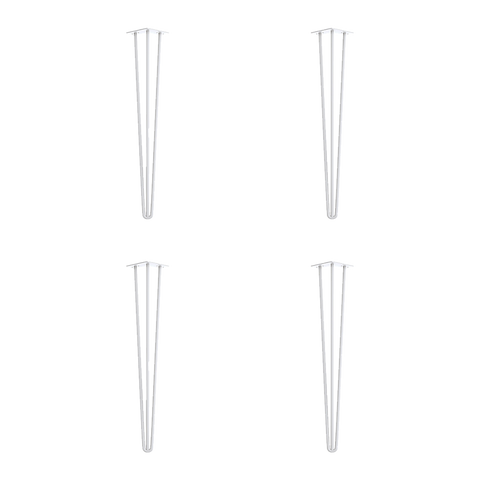 Della Francesca Set Of 4 3 Rod Retro Hairpin Table Legs 12Mm Steel Bench Desk 71Cm White Home Office Desks