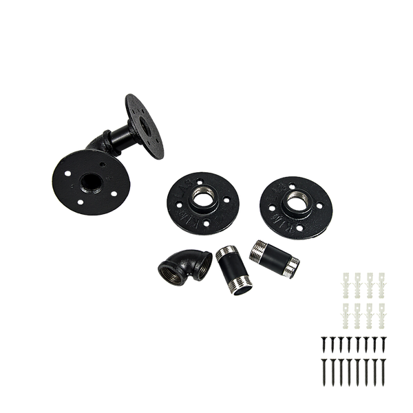 Randy & Travis Machinery Black Iron Pipe Bracket Wall Mounted Floating Shelf Set Of 2 Hanging Shelves