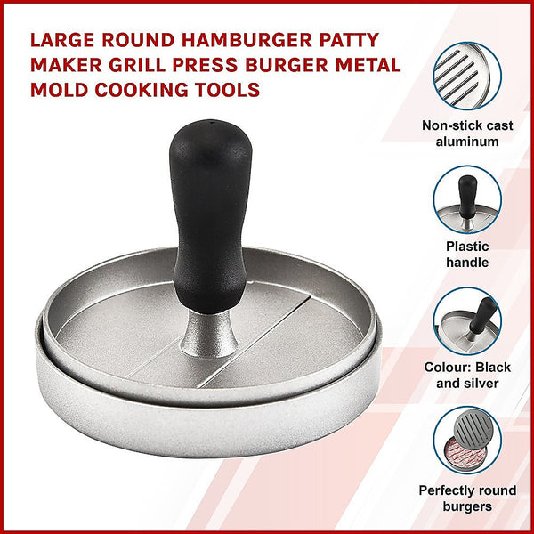 Large Round Hamburger Patty Maker Grill Press Burger Metal Mold Cooking Tools Burger Presses