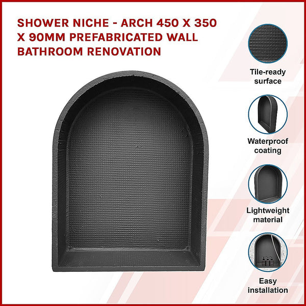 Shower Niche - Arch 450 X 350 90Mm Prefabricated Wall Bathroom Renovation