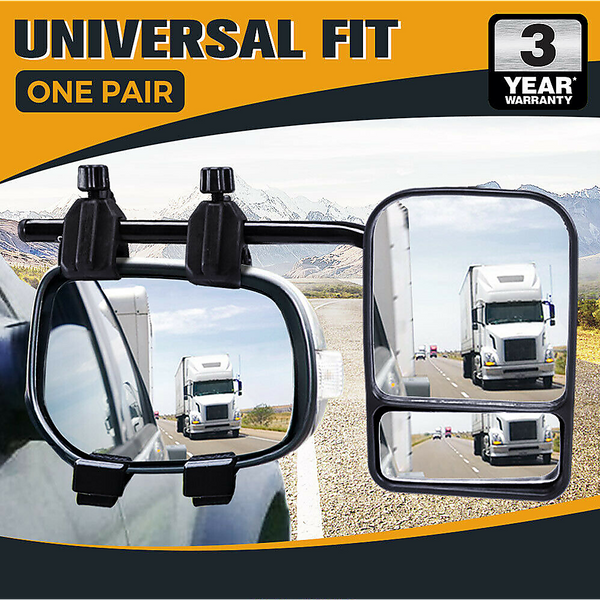 2X Towing Mirrors Pair Clip On Multi Fit Clamp Caravan 4X4 Trailer