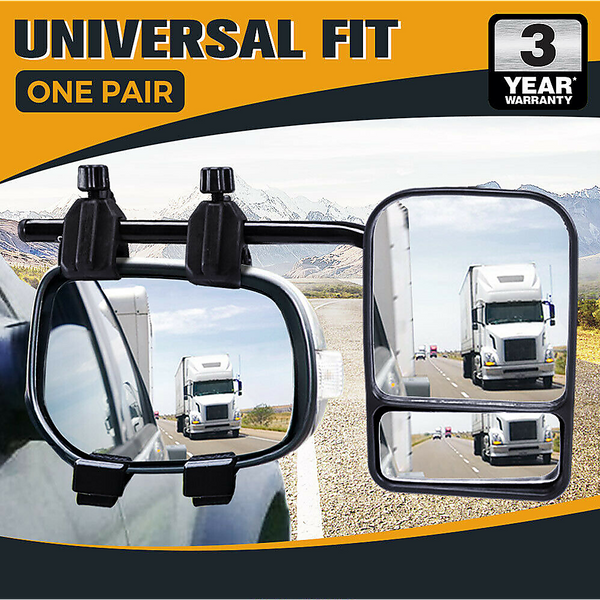 Randy & Travis Machinery 2X Towing Pair Clip On Multi Fit Clamp 4X4 Trailer Mirrors