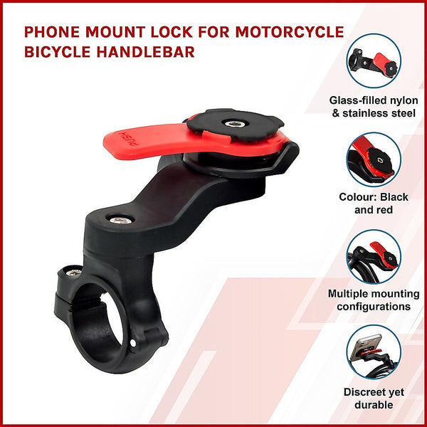 Phone Mount Lock For Motorcycle Bicycle Handlebar