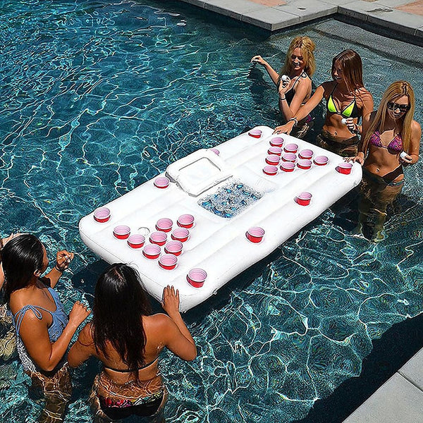 Big Pvc Inflatable Beer Pong Raft Floating Pool Party Game Table Lounge Toy