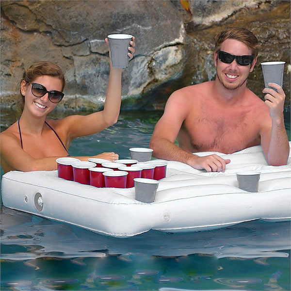 Big Pvc Inflatable Beer Pong Raft Floating Pool Party Game Table Lounge Toy