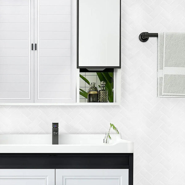 Randy & Travis Machinery Tiles 3D Peel And Stick Wall Herringbone White 10 Sheets Tile Décor