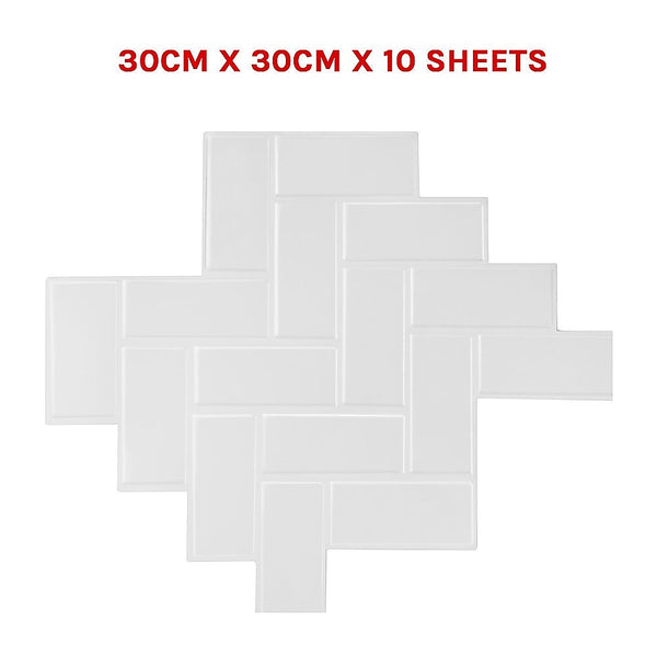 Randy & Travis Machinery Tiles 3D Peel And Stick Wall Herringbone White 10 Sheets Tile Décor