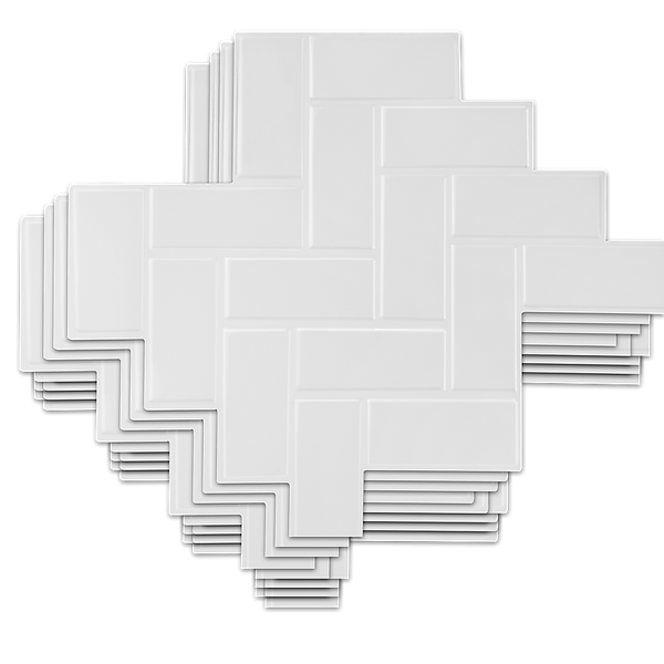 Randy & Travis Machinery Tiles 3D Peel And Stick Wall Herringbone White 10 Sheets Tile Décor