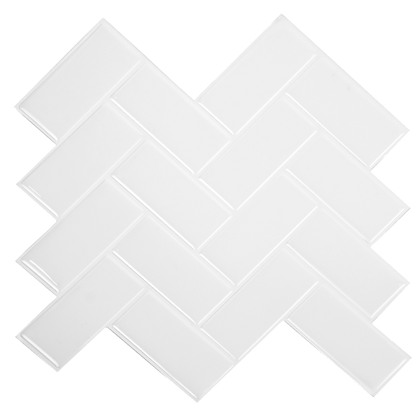 Randy & Travis Machinery Tiles 3D Peel And Stick Wall Herringbone White 10 Sheets Tile Décor