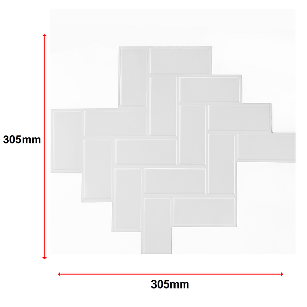 Randy & Travis Machinery Tiles 3D Peel And Stick Wall Herringbone White 10 Sheets Tile Décor