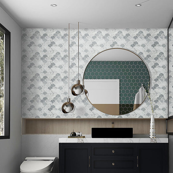 Randy & Travis Machinery Tiles 3D Peel And Stick Wall Fish Scale Mosaic 10 Sheets Tile Décor