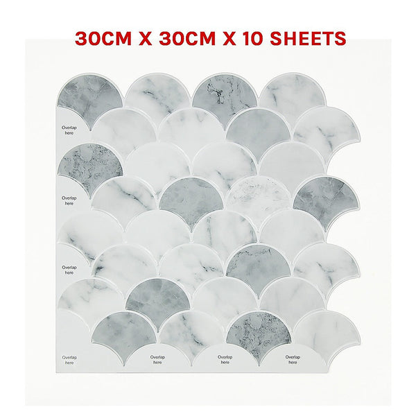 Randy & Travis Machinery Tiles 3D Peel And Stick Wall Fish Scale Mosaic 10 Sheets Tile Décor