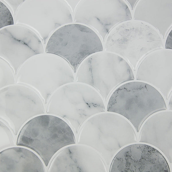 Randy & Travis Machinery Tiles 3D Peel And Stick Wall Fish Scale Mosaic 10 Sheets Tile Décor