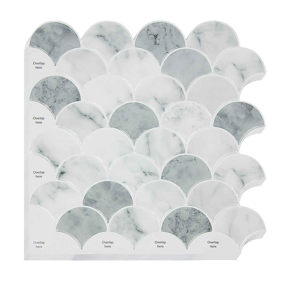 Randy & Travis Machinery Tiles 3D Peel And Stick Wall Fish Scale Mosaic 10 Sheets Tile Décor