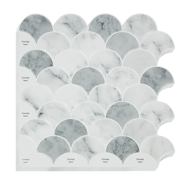 Randy & Travis Machinery Tiles 3D Peel And Stick Wall Fish Scale Mosaic 10 Sheets Tile Décor