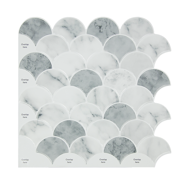 Randy & Travis Machinery Tiles 3D Peel And Stick Wall Fish Scale Mosaic 10 Sheets Tile Décor