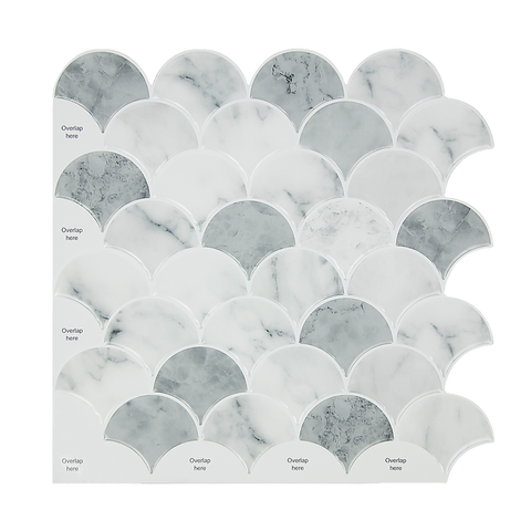 Randy & Travis Machinery Tiles 3D Peel And Stick Wall Fish Scale Mosaic 10 Sheets Tile Décor