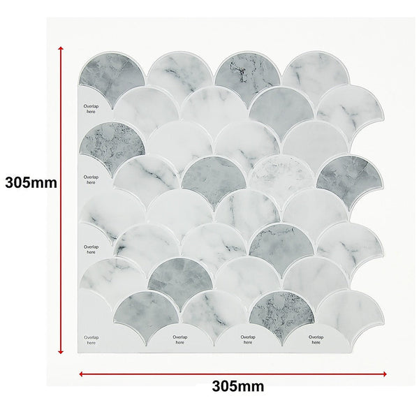 Randy & Travis Machinery Tiles 3D Peel And Stick Wall Fish Scale Mosaic 10 Sheets Tile Décor