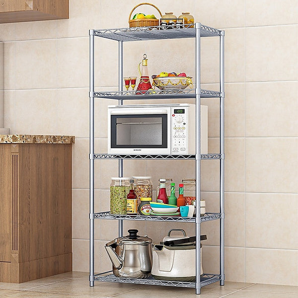 Randy & Travis Machinery 5 Tier Silver Metal Storage Rack Shelving Wire Shelf Tool Shelving & Racking Systems