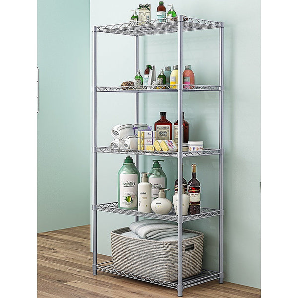 Randy & Travis Machinery 5 Tier Silver Metal Storage Rack Shelving Wire Shelf Tool Shelving & Racking Systems