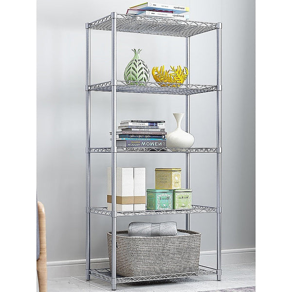 Randy & Travis Machinery 5 Tier Silver Metal Storage Rack Shelving Wire Shelf Tool Shelving & Racking Systems