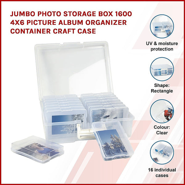 Jumbo Photo Storage Box 1600 4X6 Picture Album Organizer Container Craft Case