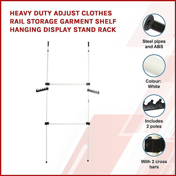 Randy & Travis Machinery Heavy Duty Adjust Clothes Rail Storage Garment Shelf Hanging Display Stand Rack Garment Racks