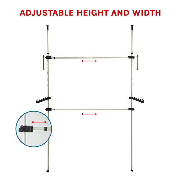 Randy & Travis Machinery Heavy Duty Adjust Clothes Rail Storage Garment Shelf Hanging Display Stand Rack Garment Racks