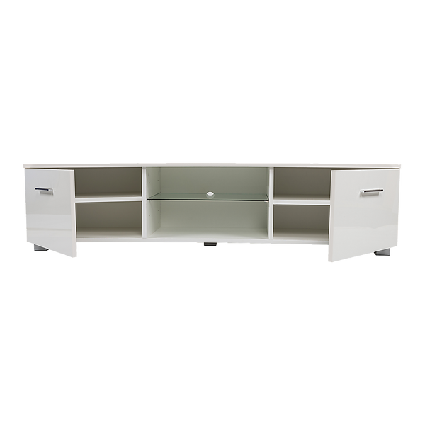Randy & Travis Machinery Tv Cabinet Entertainment Unit Stand High Gloss Storage Shelf 140Cm White Tv Stands & Entertainment Units