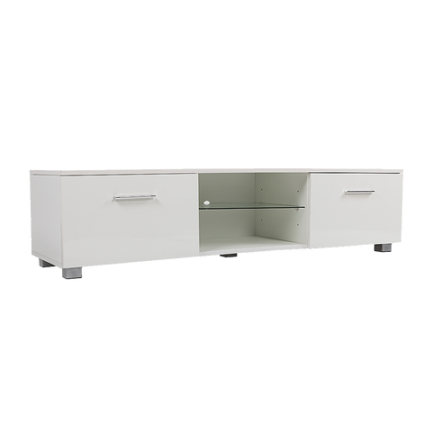 Randy & Travis Machinery Tv Cabinet Entertainment Unit Stand High Gloss Storage Shelf 140Cm White Tv Stands & Entertainment Units