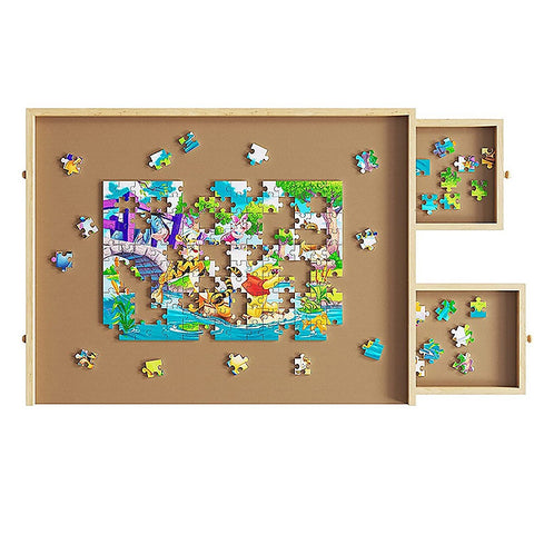 Wooden Jigsaw Puzzle Table Board Storage Tray For Adult Kid