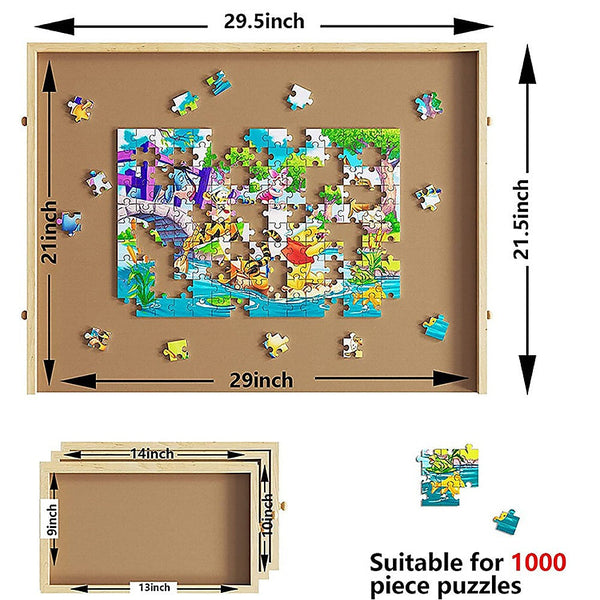 Wooden Jigsaw Puzzle Table Board Storage Tray For Adult Kid