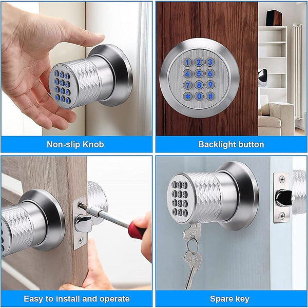 Digital Electronic Code Door Lock Keyless Entry Keypad Programmable Knob