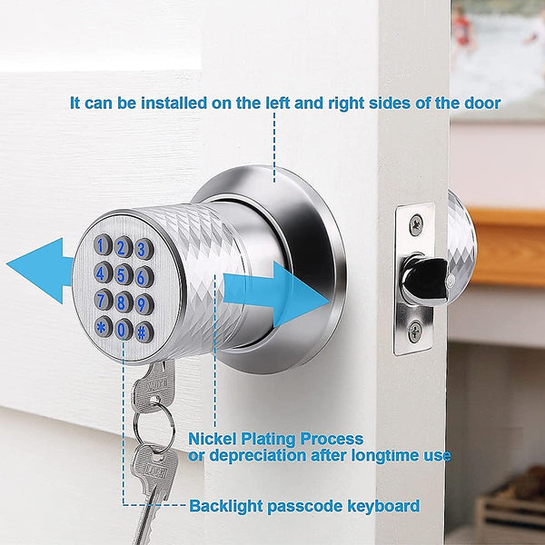 Digital Electronic Code Door Lock Keyless Entry Keypad Programmable Knob