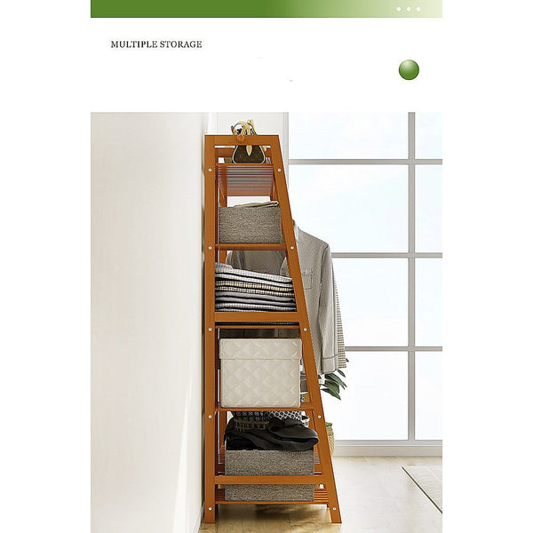 Randy & Travis Machinery Portable Clothes Rack Coat Garment Stand Bamboo Rail Hanger Airer Closet Garment Racks