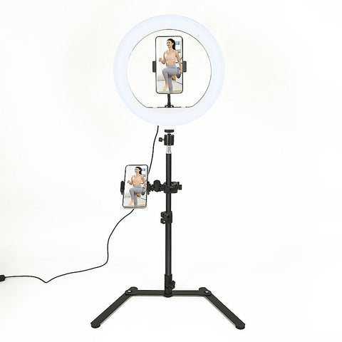 12 Inch Led Video Ring Light With Tabletop Stand And Phone Holder Black