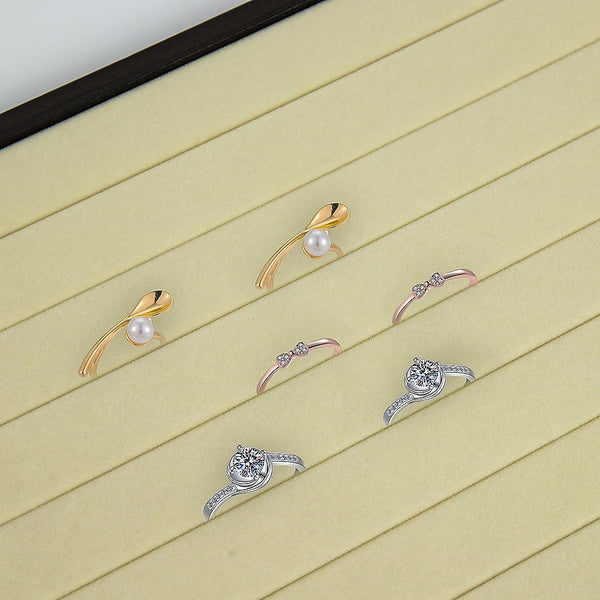 7 Slot Velvet Ring Earring Tray Storage Jewellery Display Stackable
