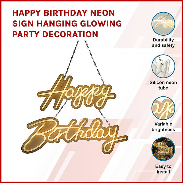 Randy & Travis Machinery Happy Birthday Neon Sign Hanging Glowing Party Decoration Party Decorations
