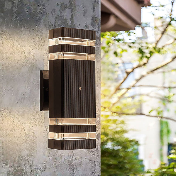 Randy & Travis Machinery Modern 12" Led Up Down Wall Light Dual Lamp Fixtures Outdoor Dusk To Dawn Sensor Landscape & Walkway Lights