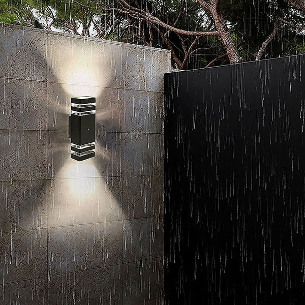 Randy & Travis Machinery Modern 12" Led Up Down Wall Light Dual Lamp Fixtures Outdoor Dusk To Dawn Sensor Landscape & Walkway Lights