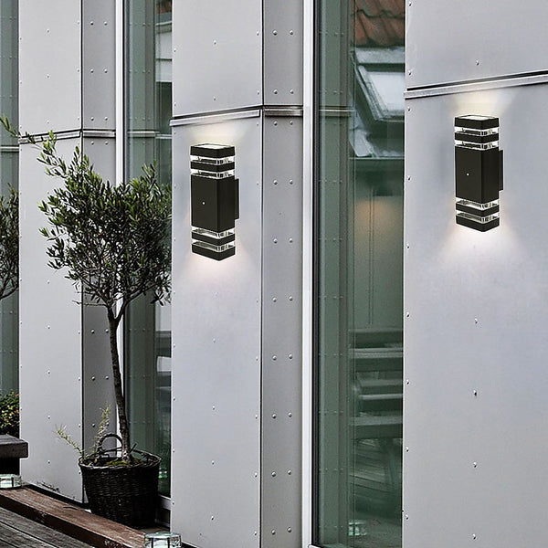 Randy & Travis Machinery Modern 12" Led Up Down Wall Light Dual Lamp Fixtures Outdoor Dusk To Dawn Sensor Landscape & Walkway Lights