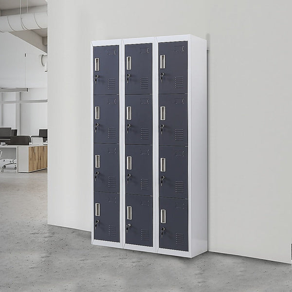 12-Door Locker For Office Gym Shed School Home Storage Standard With Keys